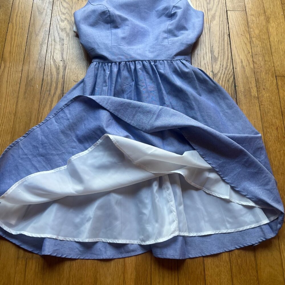 Lauren James Size S NEW Royal Blue White Emerson Oxford Sleeveless A-Line Dress - Picture 7 of 16